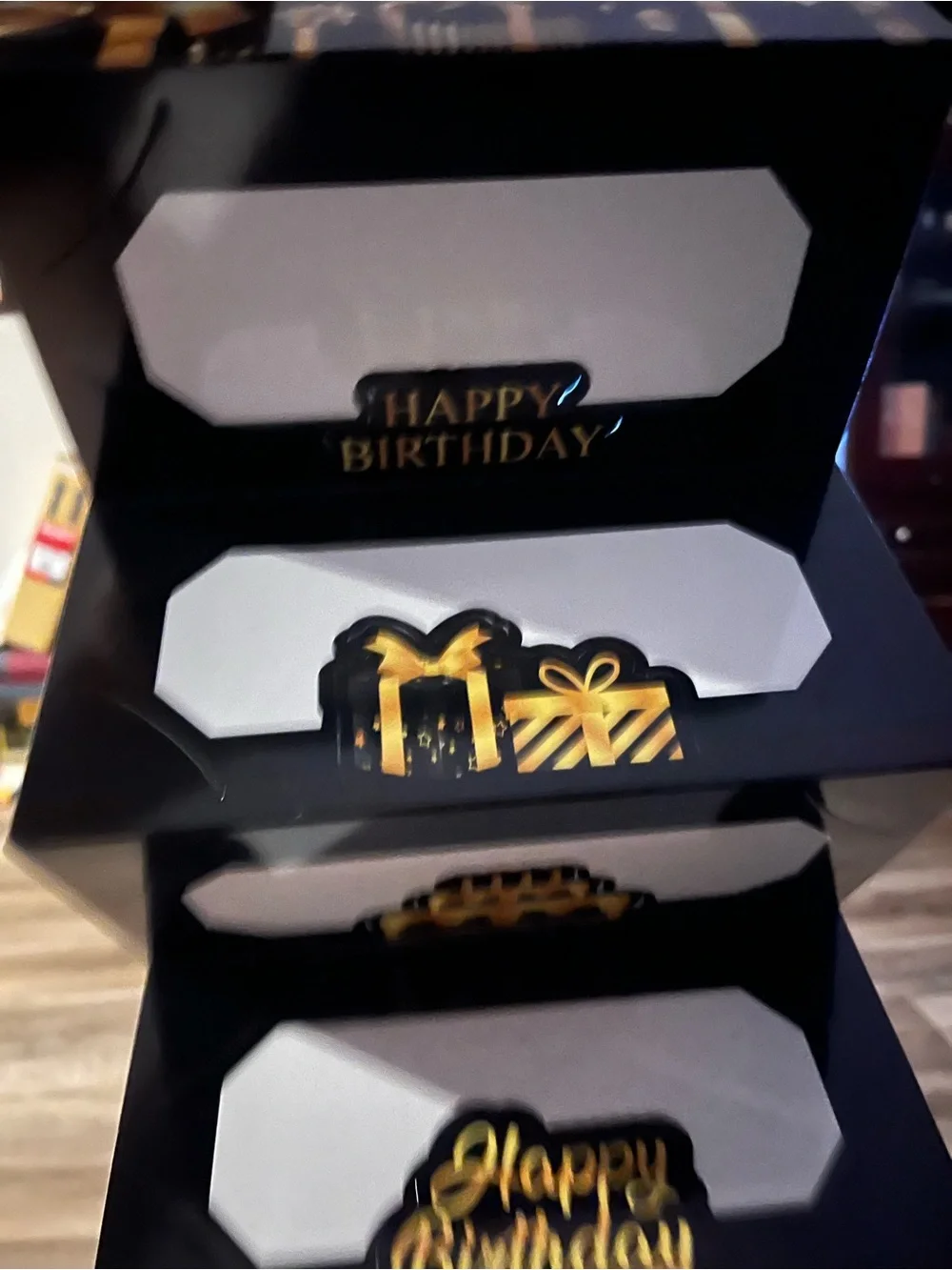 Gold & Black Happy Birthday Pop-Up Card Garland